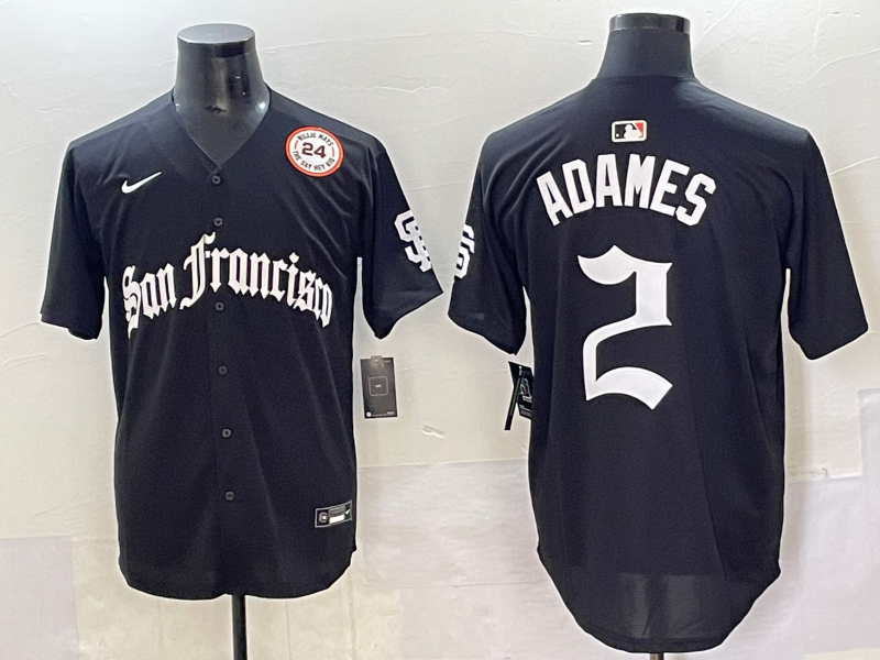 Men 2025 San Francisco Giants #2 Adames Black Five generations Joint Name Nike MLB Jersey style 12->san francisco giants->MLB Jersey